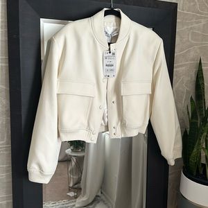 Viral ZARA Bomber Jacket (Color: Eggshell White)